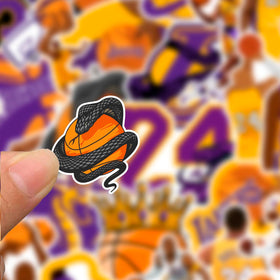 Bandworks Lakers stickers on laptop add personal flair and waterproof design