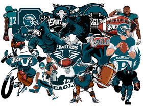 BANDWORKS Philadelphia Eagles sticker pack: 24 unique designs for laptops and water bottles