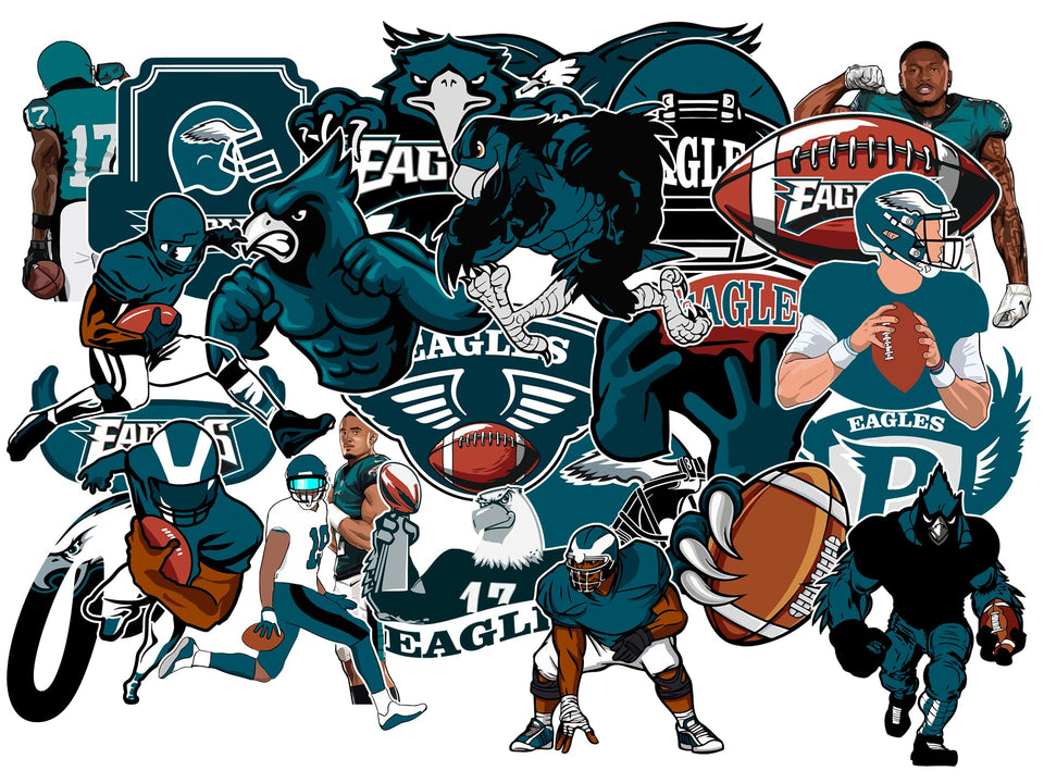 BANDWORKS Philadelphia Eagles sticker pack: 24 unique designs for laptops and water bottles