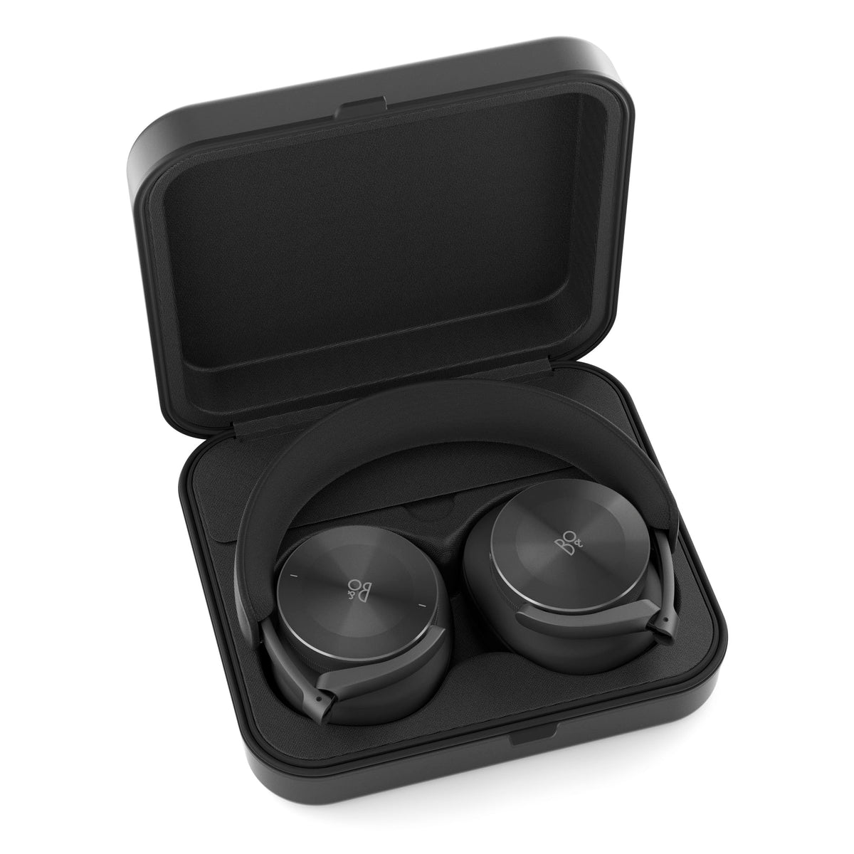 Bang & Olufsen Beoplay H95 travel case interior keeps accessories organized.