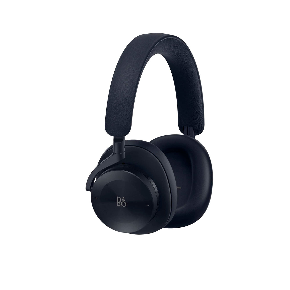 Bang & Olufsen Beoplay H95 headphones in navy show titanium drivers delivering rich sound.