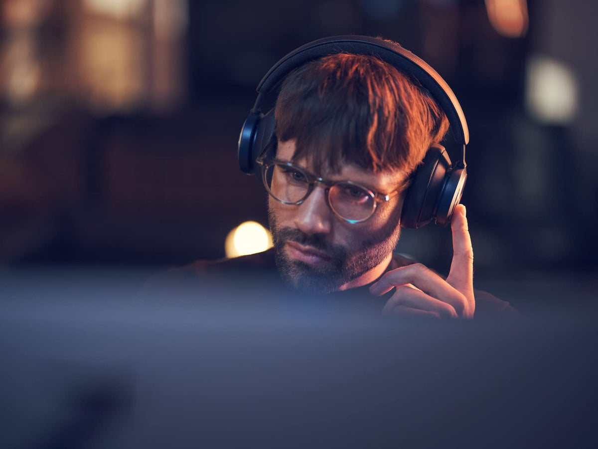 Lightweight Beoplay Portal with memory foam cushions for extended comfort.