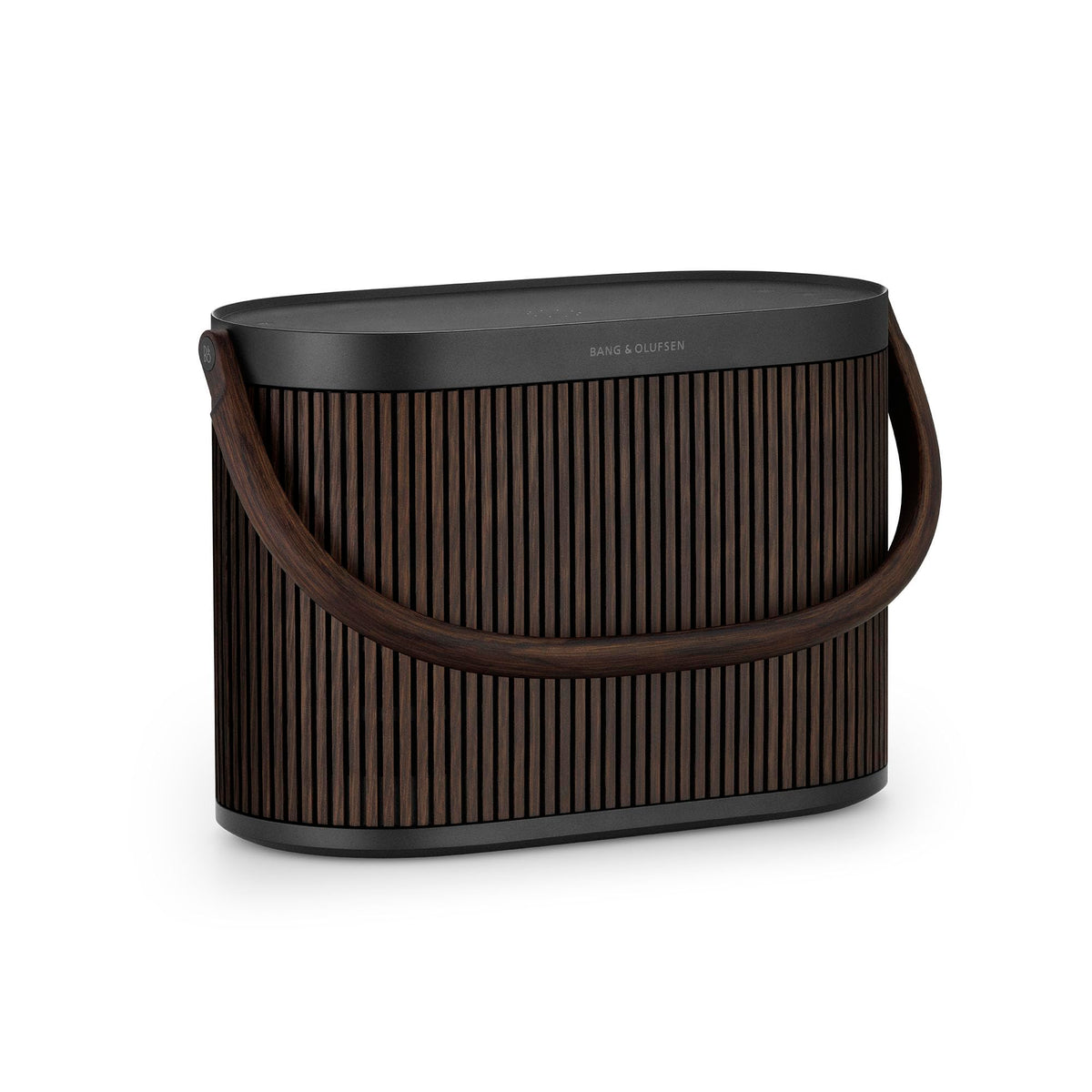 Bang & Olufsen Beosound A5 with wooden handle design makes transport effortless indoors and outside.