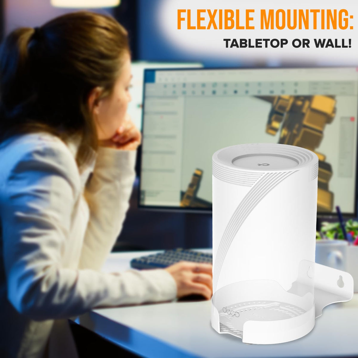 Bangcheer wall-mount secures the Deco router for stable wall placement.
