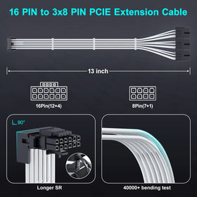 Bangfun sleeved 13 inch extension with nylon braid for tidy cables