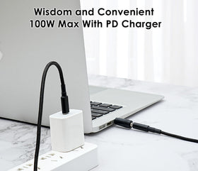 Bangjia cable close-up showing E-mark chip and connector; ensures safe power negotiation