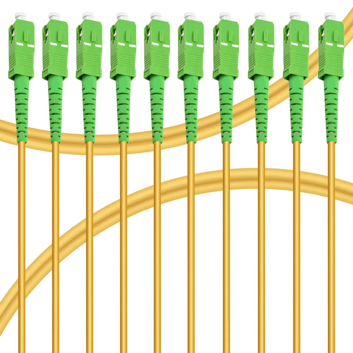 Bangun 10Pack 30m SC/APC to SC/APC patch cable with yellow LSZH jacket for home networks.