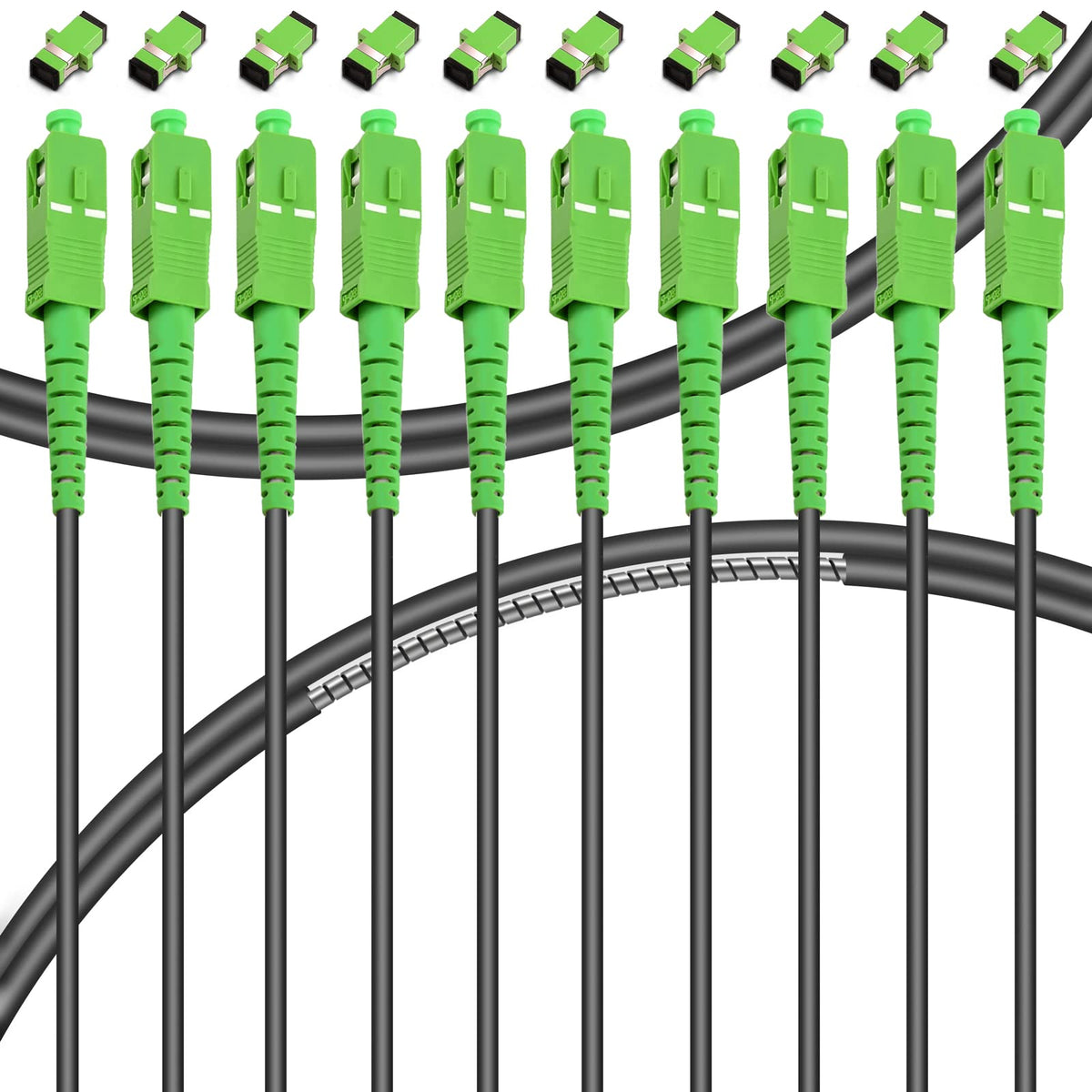 Bangun 10-pack armored SC/APC to SC/APC fiber patch cable ready for FTTH extensions