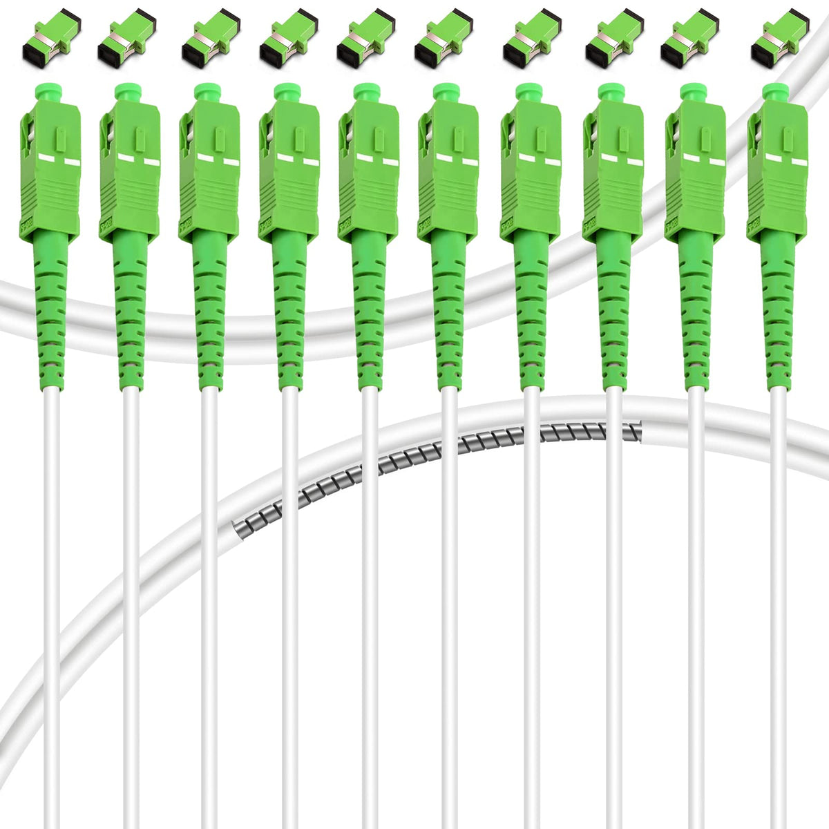 Bangun 10Pack armored white fiber patch cable with LSZH jacket for durable home use