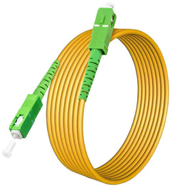 Bangun 30ft SC/APC to SC/APC fiber cable with yellow LSZH jacket for indoor FTTH deployments.