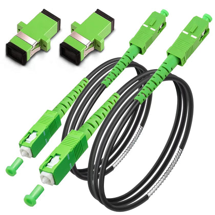 Bangun 2-pack black armored fiber patch cable front packaging showing contents and length