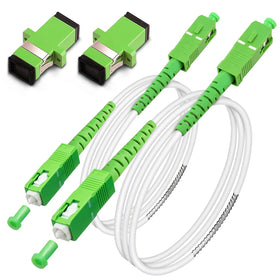 Bangun front packaging showing two white armored SC/APC cables and included adapters