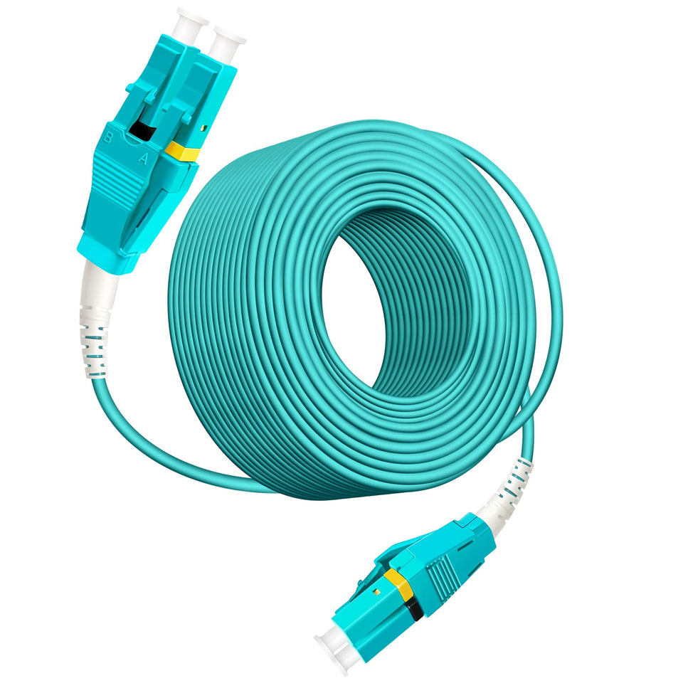 Bangun uniboot LC-LC OM3 patch cable space-saving duplex for dense racks