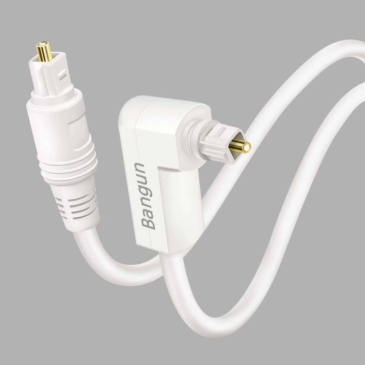 Bangun white optical audio cable 25-foot for versatile TV and soundbar setup.