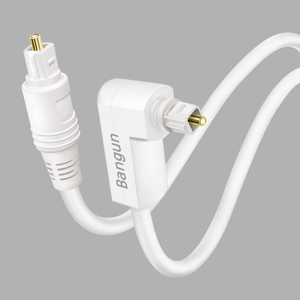 Bangun white optical audio cable 25-foot for versatile TV and soundbar setup.