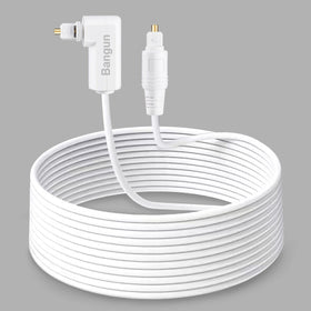 Bangun White Optical Cable 30ft right-angle plug ideal for space-saving TV connections.