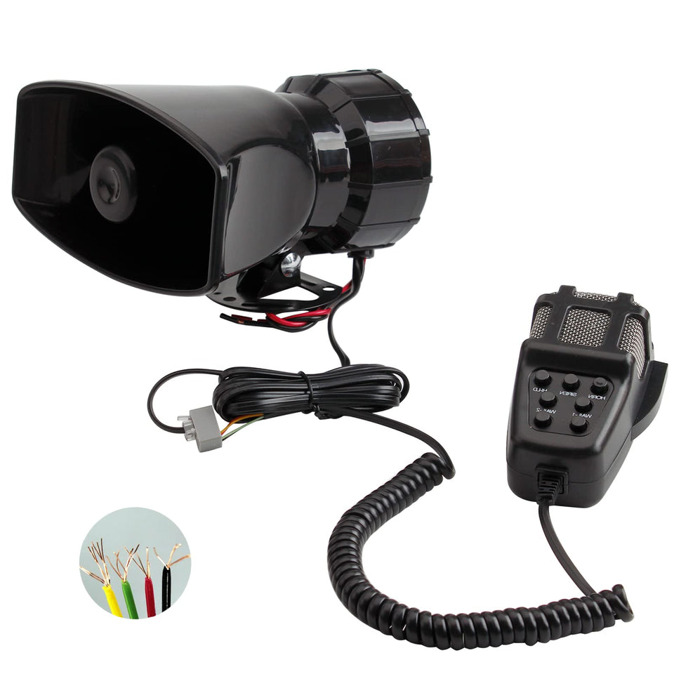 banhao front view of siren speaker kit showing controls and microphone, clear identification benefit