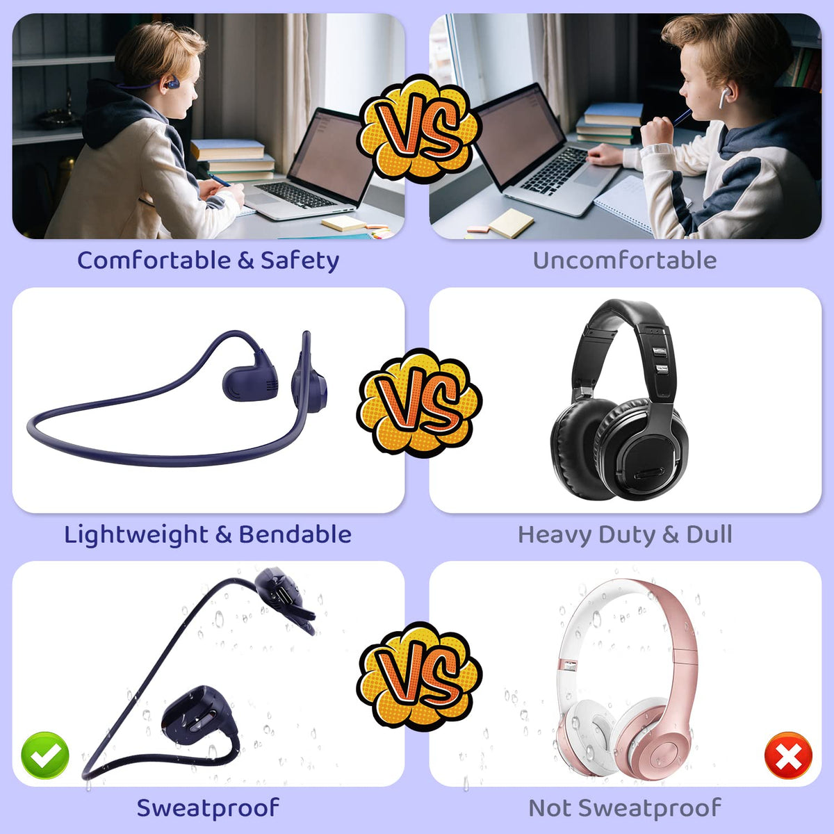 BANIGIPA Kids Headphones 10 hours of playback on a single charge.