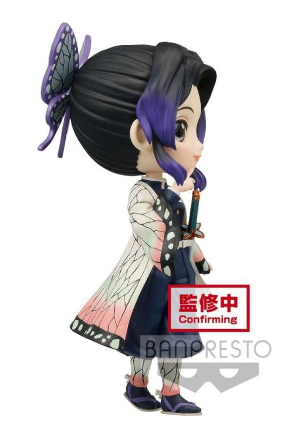 Banpresto Shinobu Kocho Q Posket Ver A, safety-compliant packaging and labeling for North America.