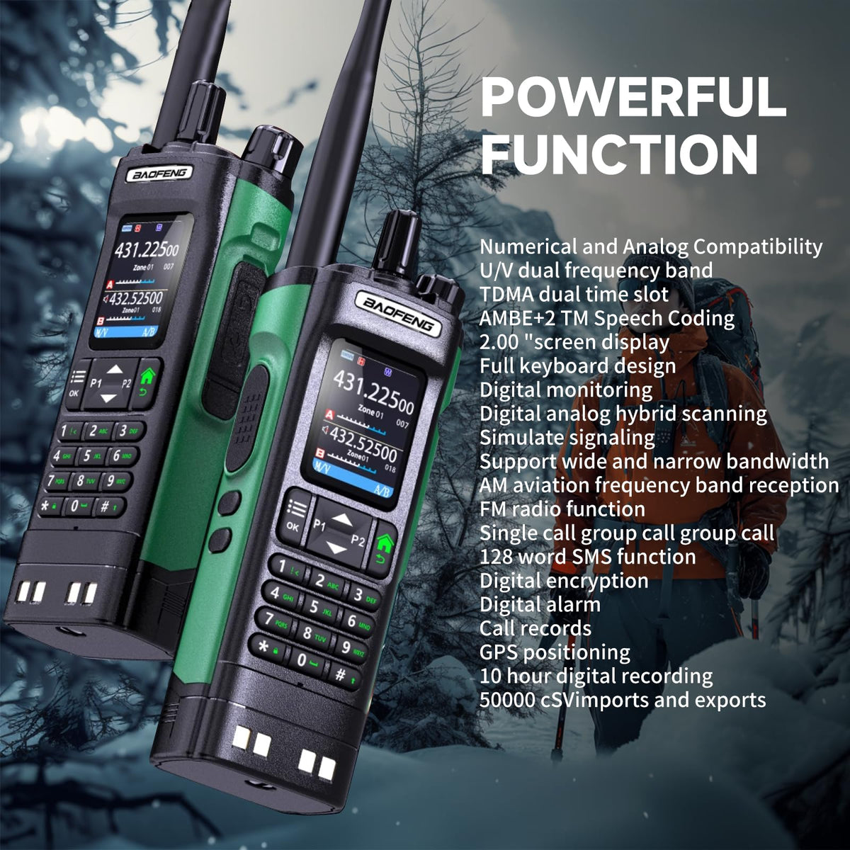 BAOFENG UV-32 rear and battery view illustrating reliable power for long use