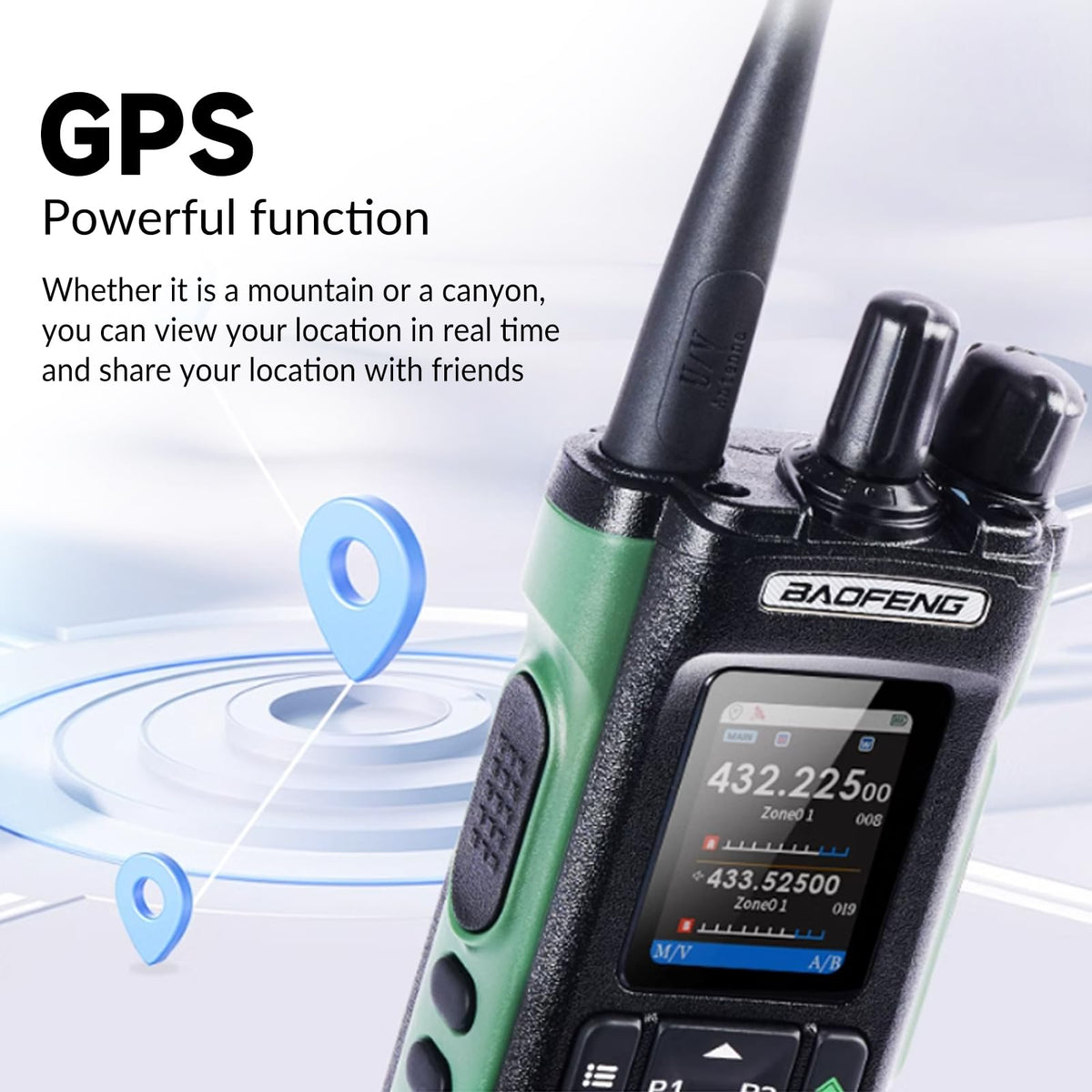 BAOFENG UV-32 keypad and screen close-up enabling easy manual channel editing