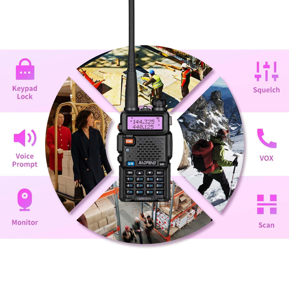 Baofeng UV-5R 8W four-pack kit ready for field communications.