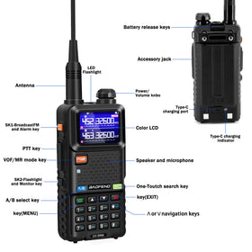 BAOFENG UV-5RM USB-C charger offers versatile charging in the field.