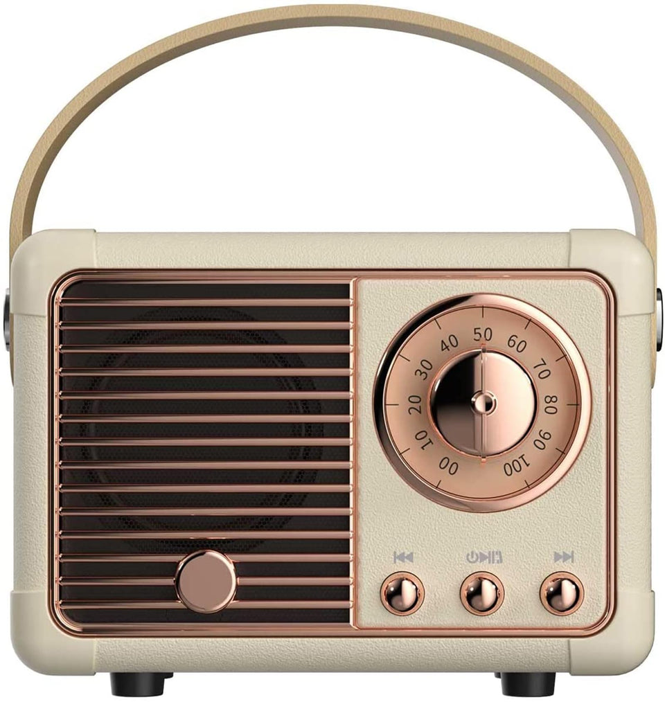 Baolira retro Bluetooth speaker beige front view on table for stylish music