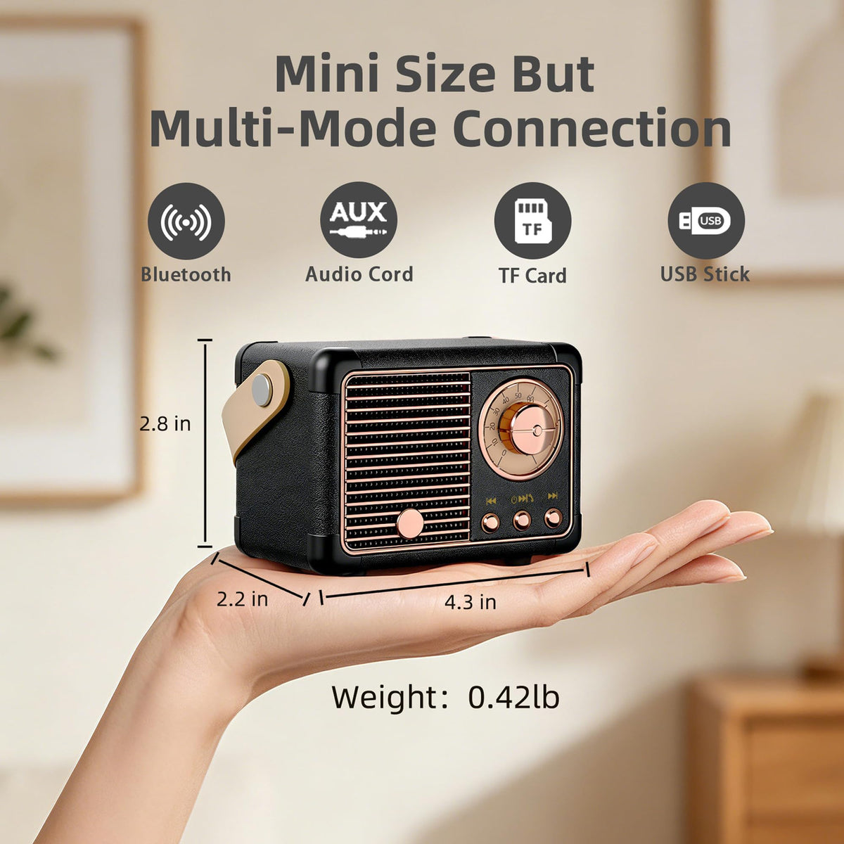Baolira Retro Bluetooth Speaker on desk enables focused music during work