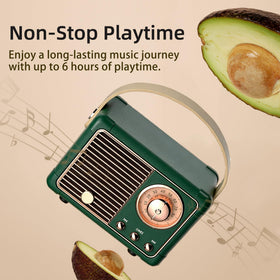 Baolira retro Bluetooth speaker green desk decor with room-filling stereo sound.