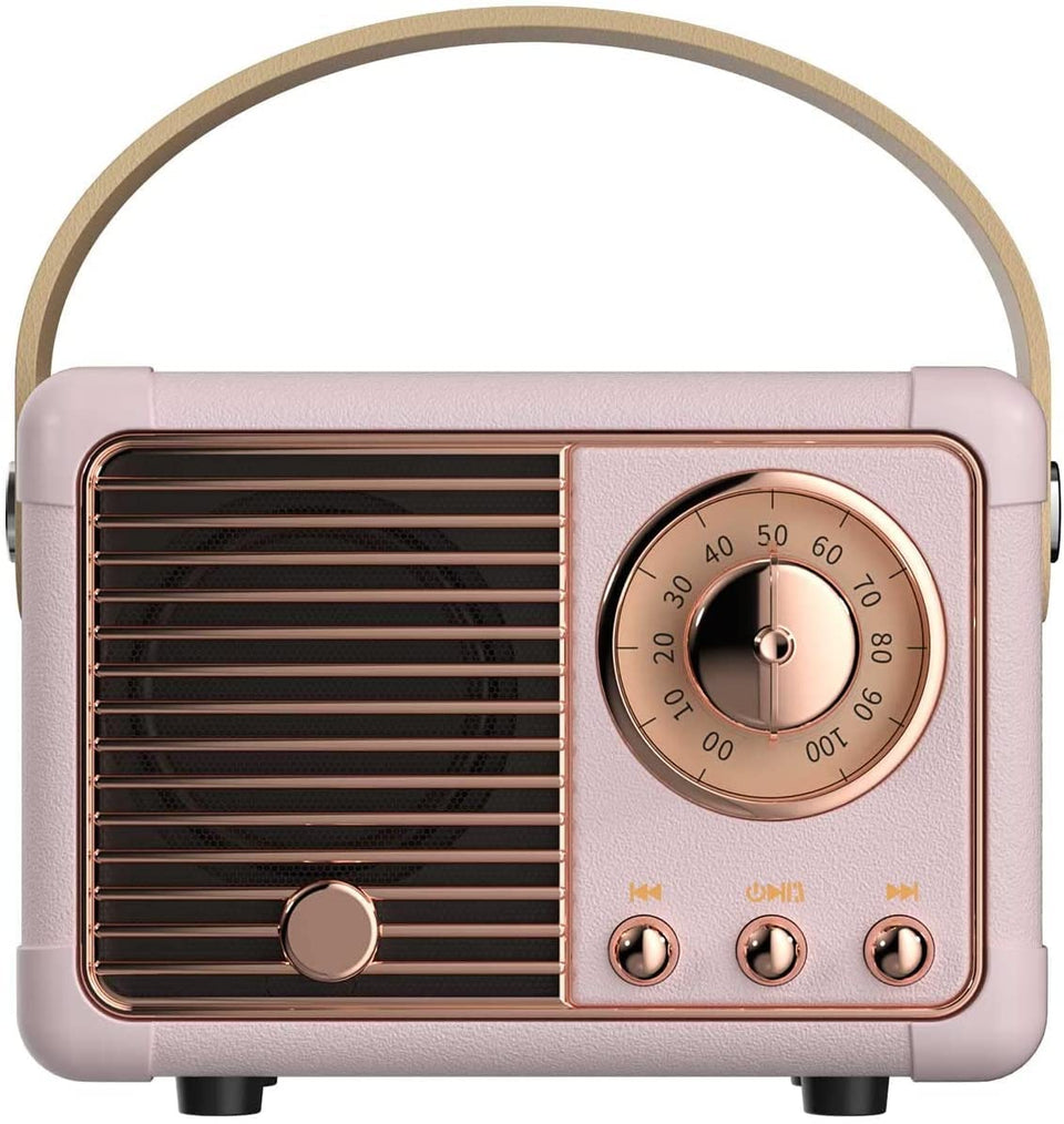Baolira retro pink speaker front view – portable music on the go