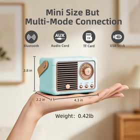 Baolira Retro Bluetooth Speaker side design, compact form for travel and easy placement.