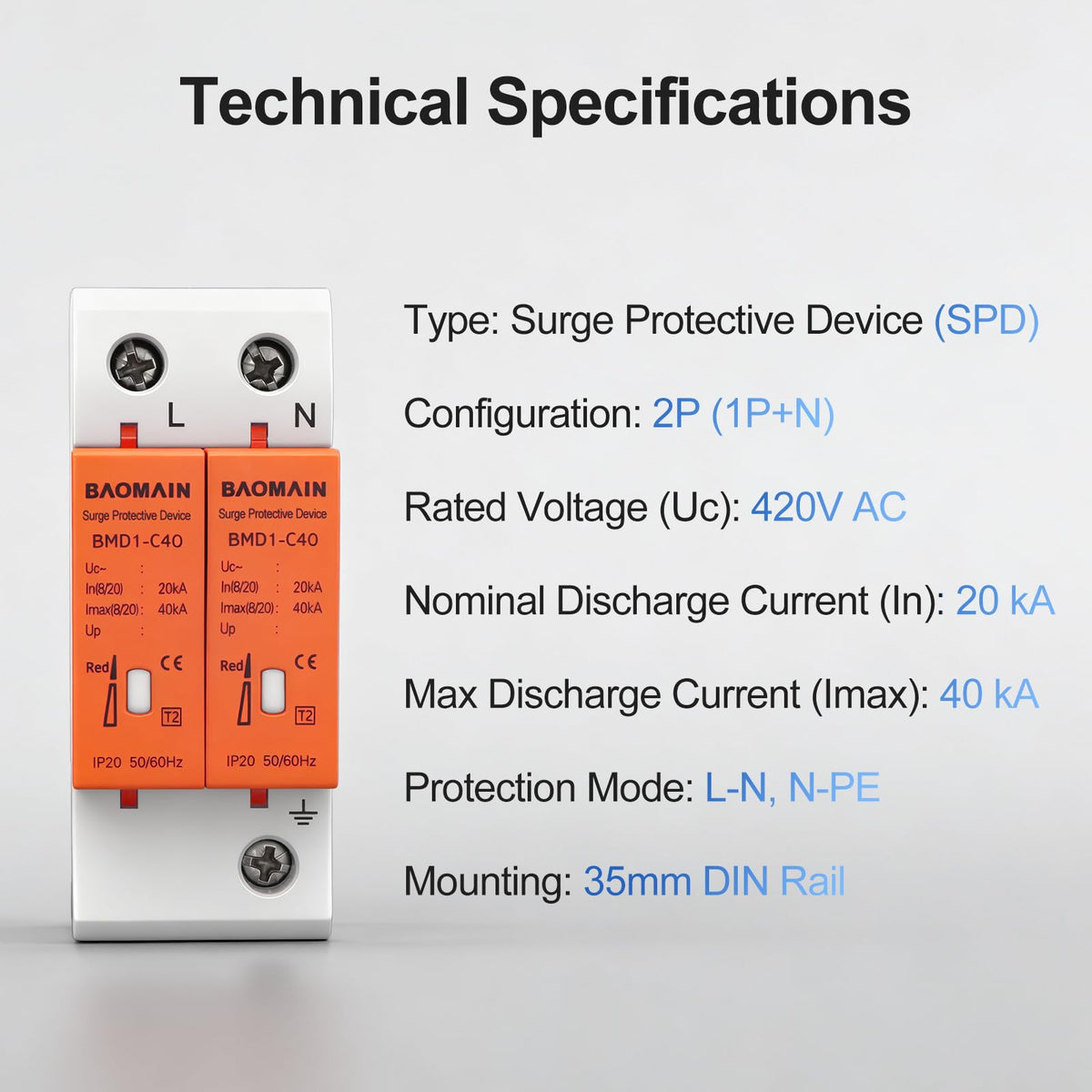 Baomain BMD1-C40 status indicator displays normal white and fault red