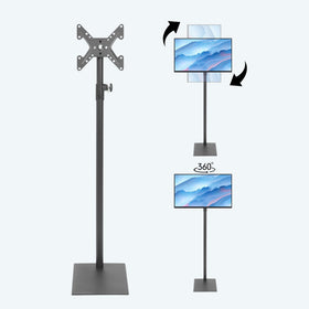 Baoz Floor TV Stand base closeup shows stable support on flat surfaces.