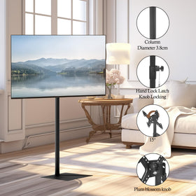 Baoz Floor TV Stand height adjustment up to 69.81 inches for flexible seating.