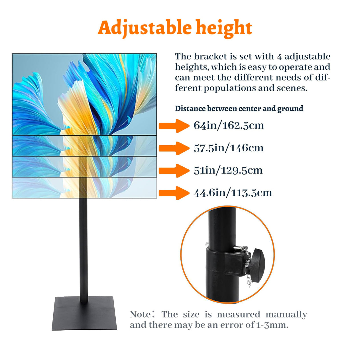 Baoz Floor TV Stand tall tubes provide stable support up to 44 lbs.