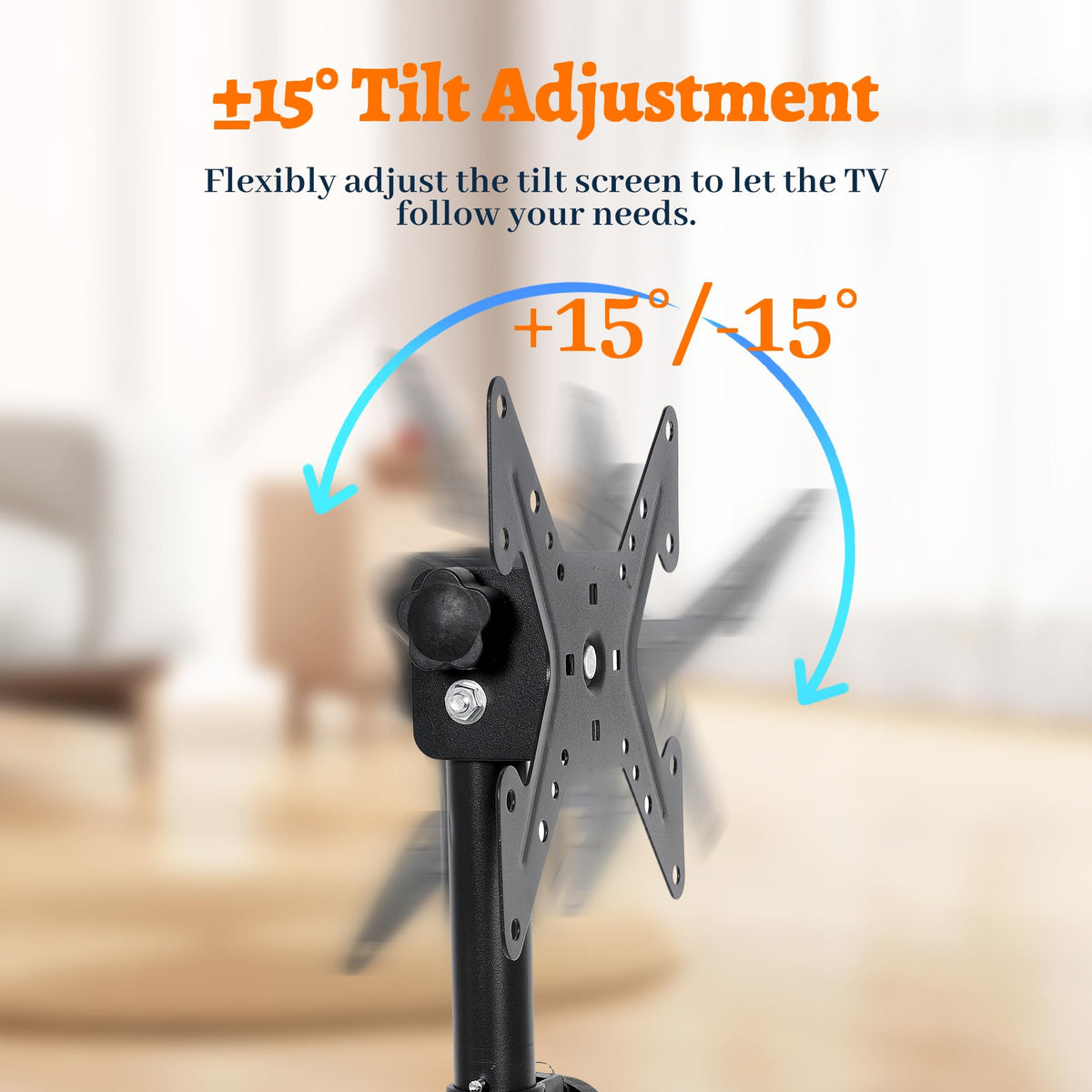 Baoz Floor TV Stand VESA compatibility supports 75x75 to 200x200 mm displays.