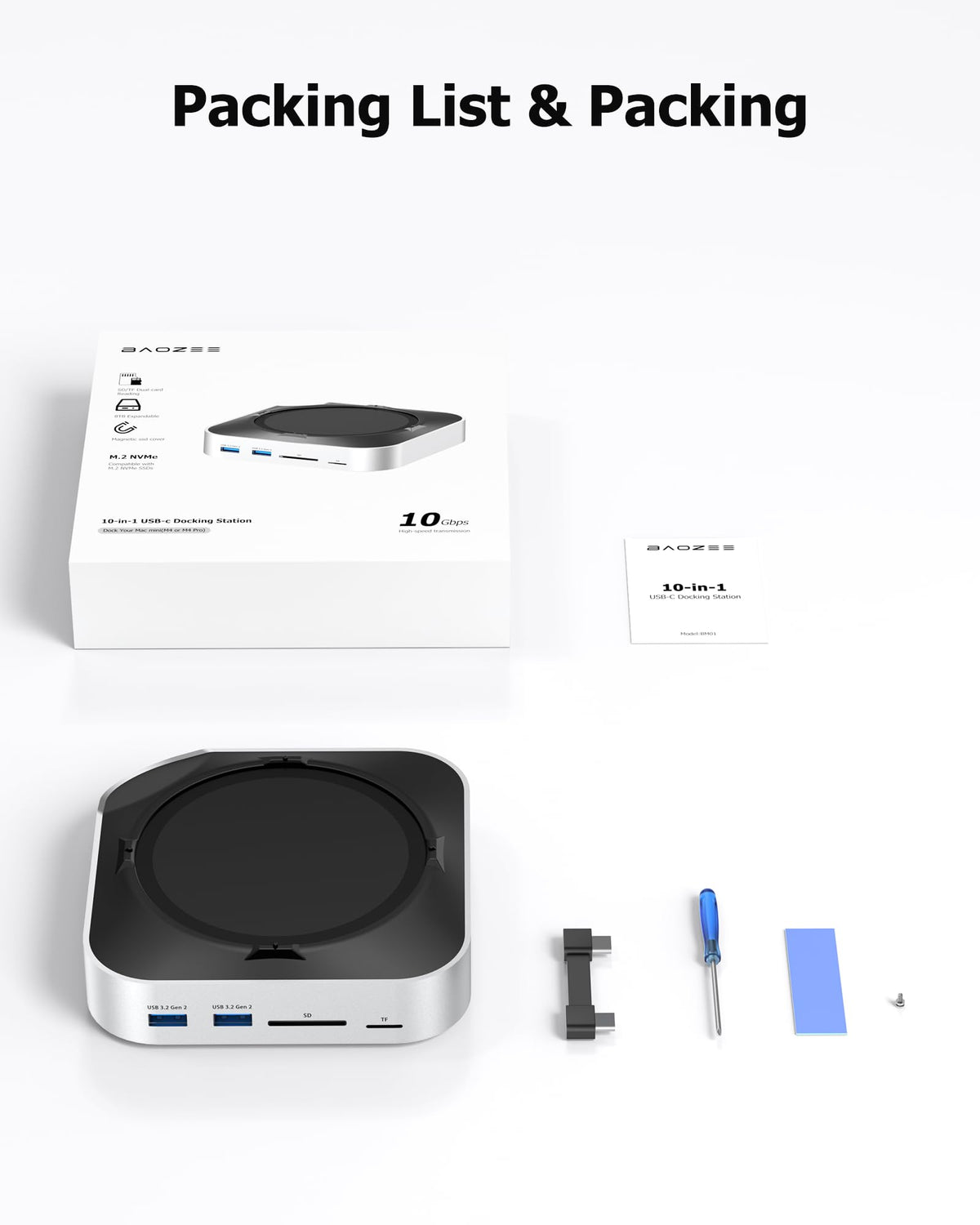 BAOZEE Mac mini M4 Dock all-in-one docking station boosts productivity.