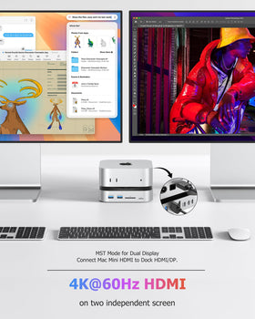 BAOZEE Mac Mini M4 Dock supports dual 4K output for extended displays