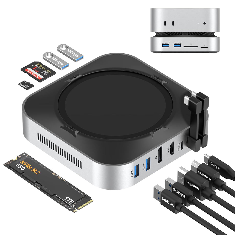 BAOZEE Mac Mini M4 Dock magnetic cover enabling quick NVMe upgrades
