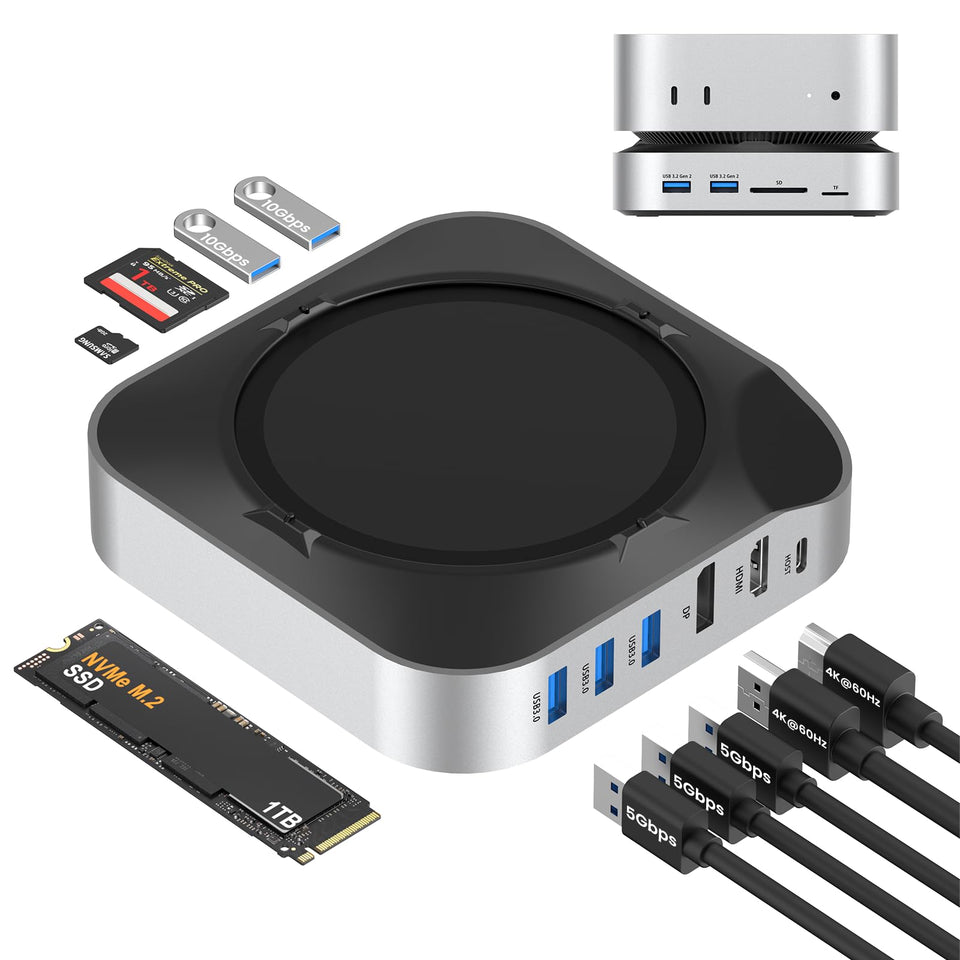BAOZEE Mac mini M4 Dock with tool-free NVMe SSD installation for quick upgrades.