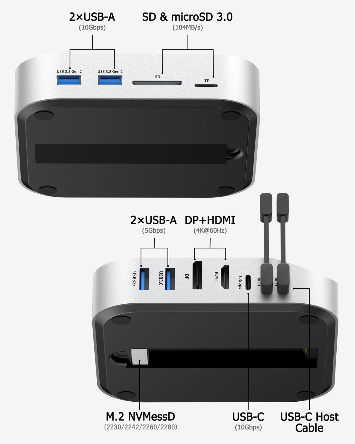 BAOZEE Mac Mini M4 Dock SSD slot for easy storage expansion