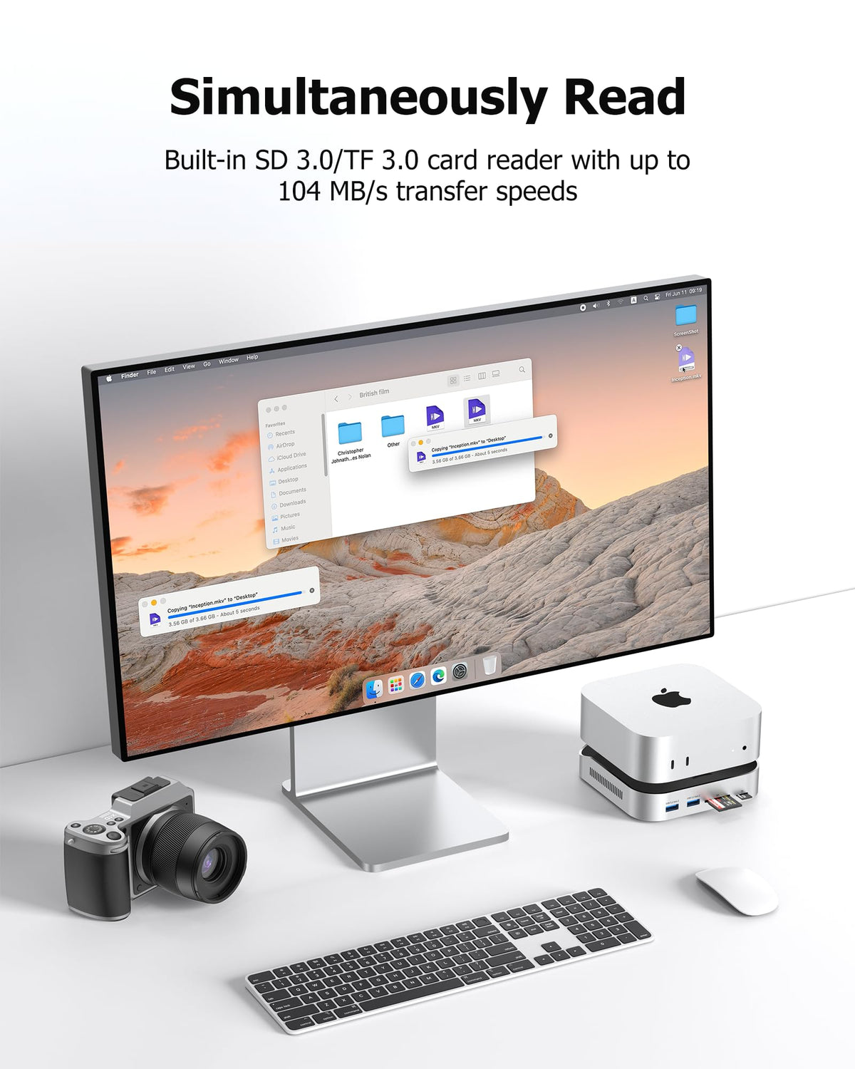 BAOZEE Mac Mini M4 Dock USB-C and USB-A ports expand connectivity