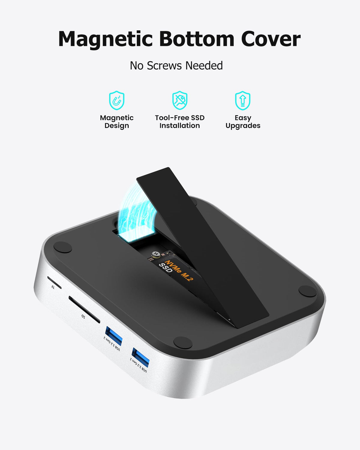 BAOZEE Mac mini M4 Dock SD/TF reader for fast media transfers.