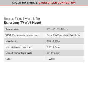 Barkan TV attached side profile showing 2.8-inch low-profile standoff for neat installation