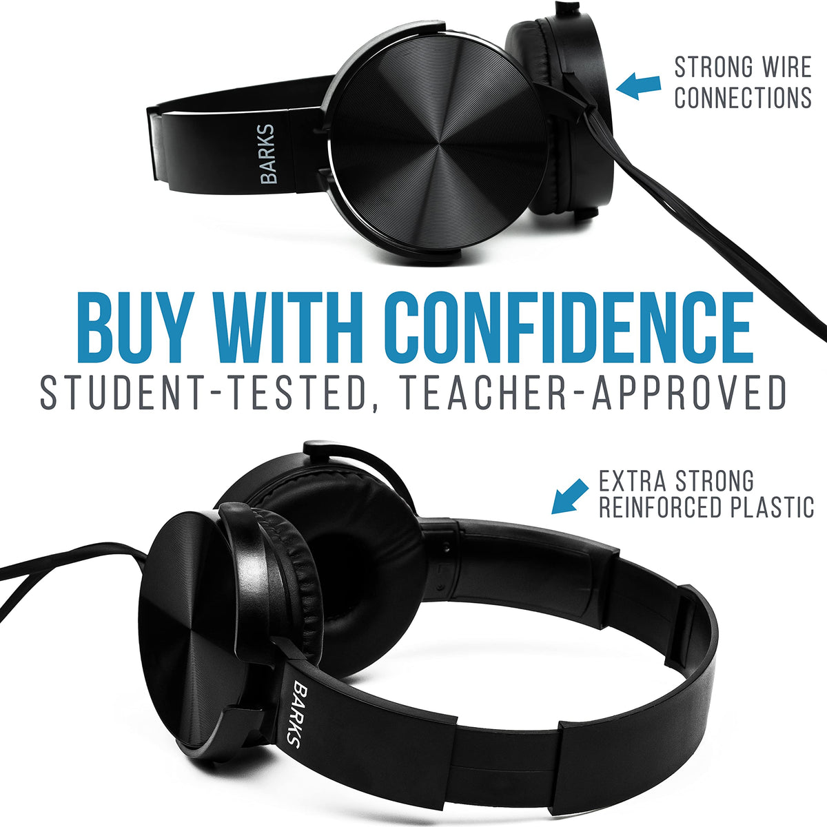 Durable build of Barks headphones ready for daily classroom cleaning.