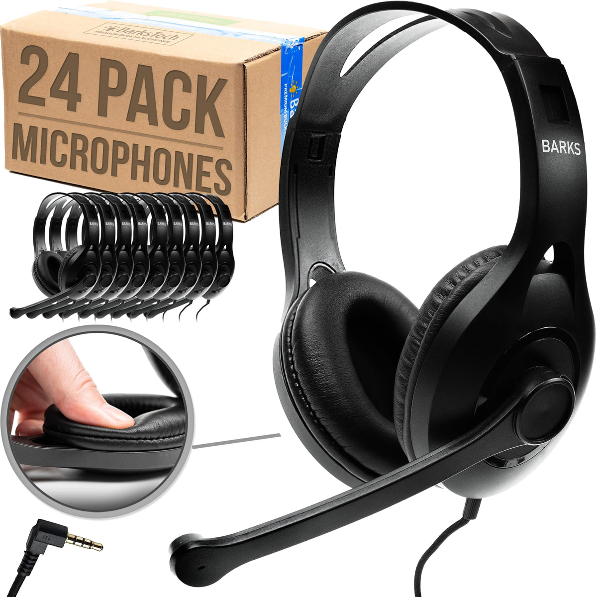Barks classroom headphones with rotating boom mic for clear student recordings
