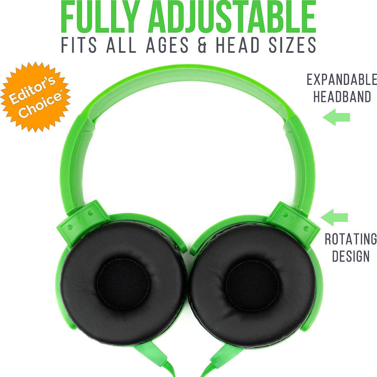 Barks adjustable headband shown extended to fit children and adult head sizes