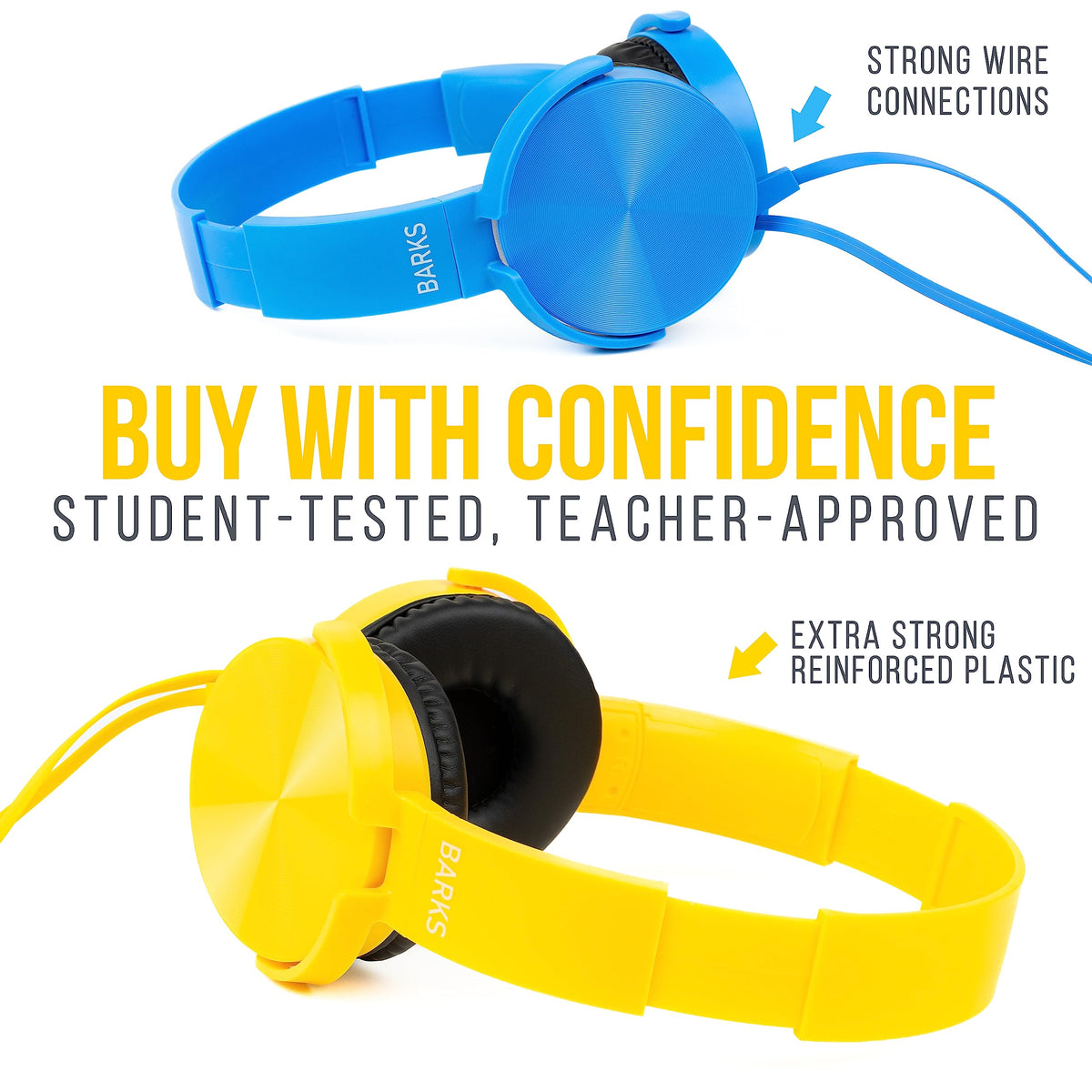 Barks mixed color headsets laid out to simplify inventory and quick distribution