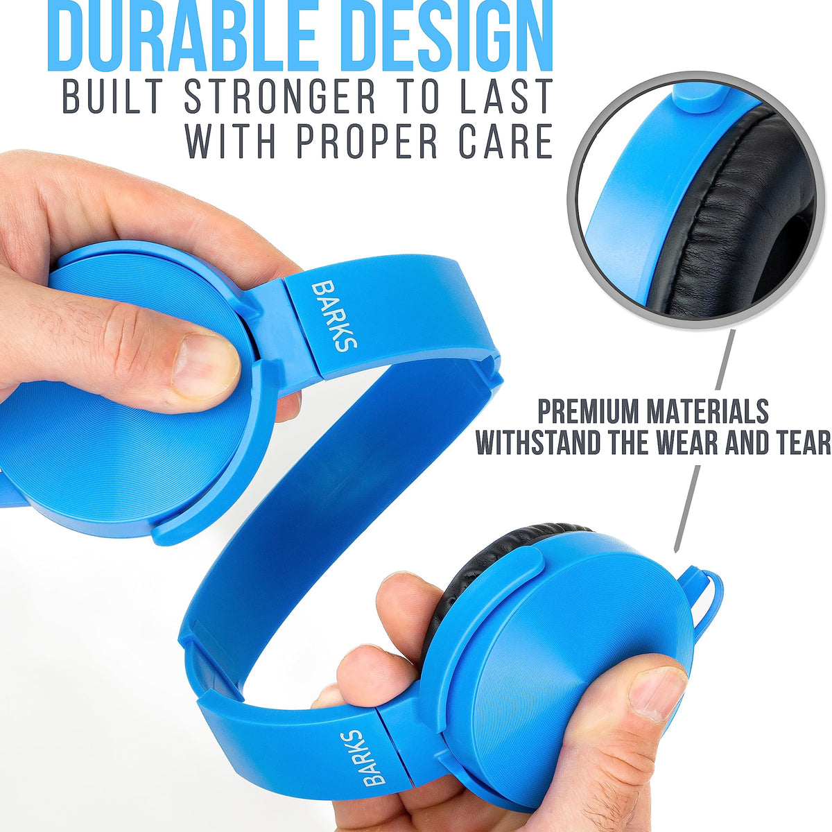 Barks flat tangle-free cable detail demonstrating durability and easy storage